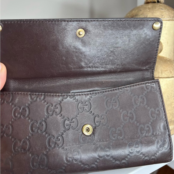 100% authentic Authentic Gucci GG Dark Brown Long Wallet - Picture 9 of 12